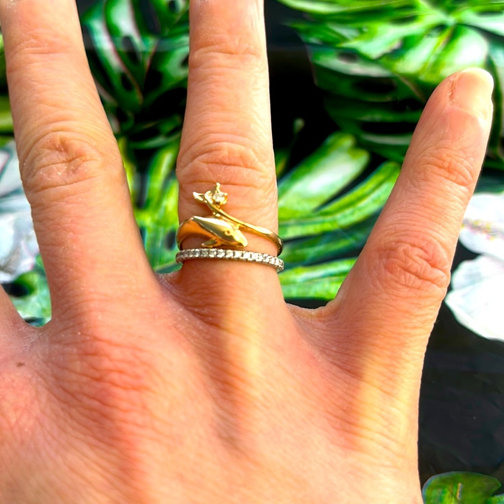 Kabana diamond 14k solid gold ring 🐬